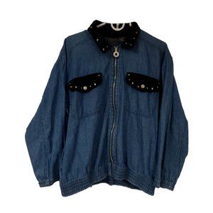 Vtg Mureli Womens Medium Full Zip Studded Long Sleeve Denim Shirt Jacket